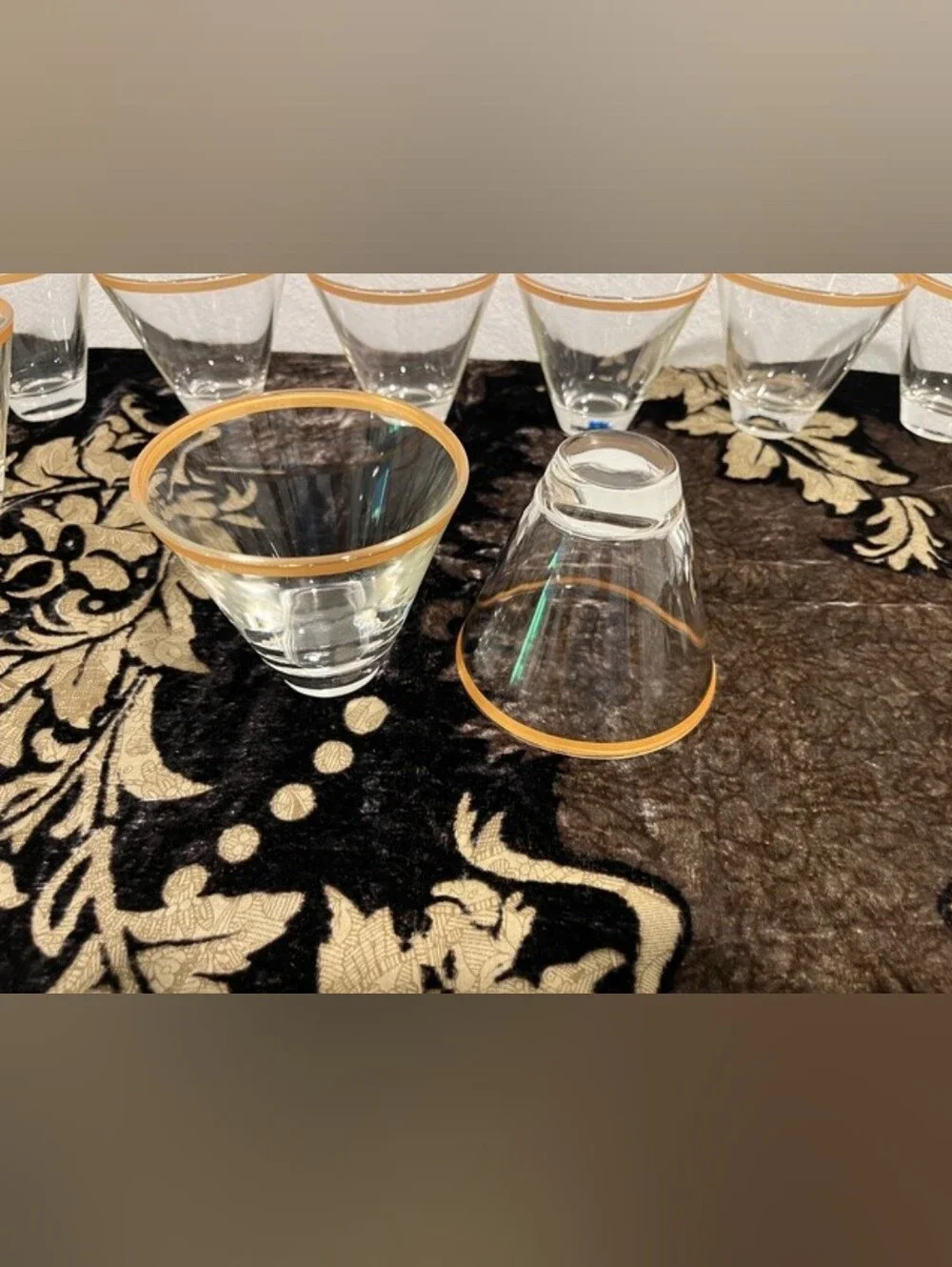 MCM Gold Rim Vodka/Cocktail Glasses Set Of 2 - Picture 2 of 13